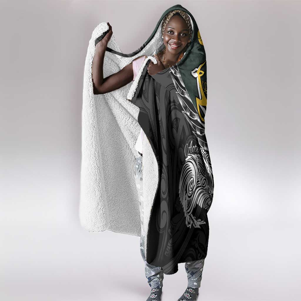 New Zealand vs South Africa Rugby Hooded Blanket Maori Kiwi With Springboks