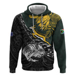 New Zealand vs South Africa Rugby Personalised Hoodie Maori Kiwi With Springboks