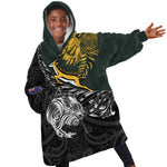 New Zealand vs South Africa Rugby Personalised Kid Wearable Blanket Hoodie Maori Kiwi With Springboks
