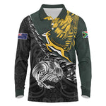 New Zealand vs South Africa Rugby Personalised Long Sleeve Polo Shirt Maori Kiwi With Springboks