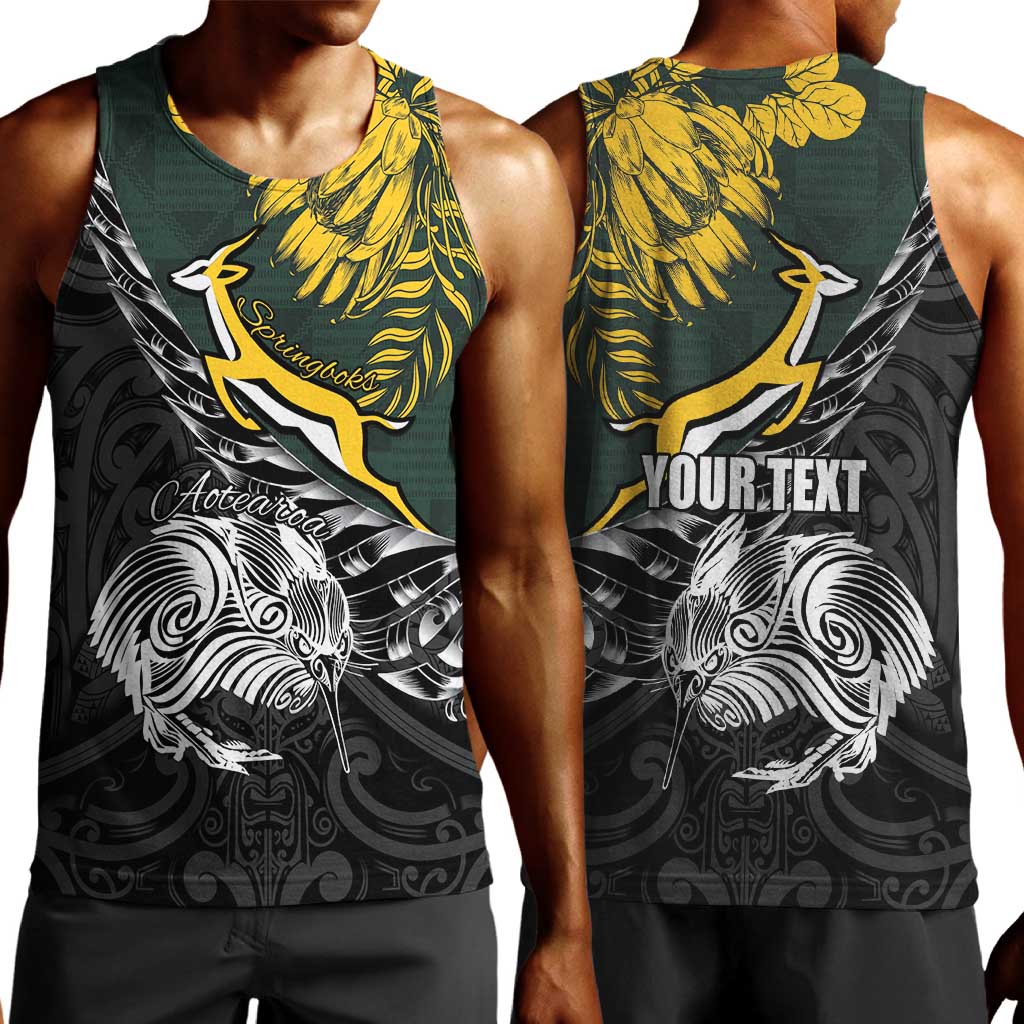 New Zealand vs South Africa Rugby Personalised Men Tank Top Maori Kiwi With Springboks