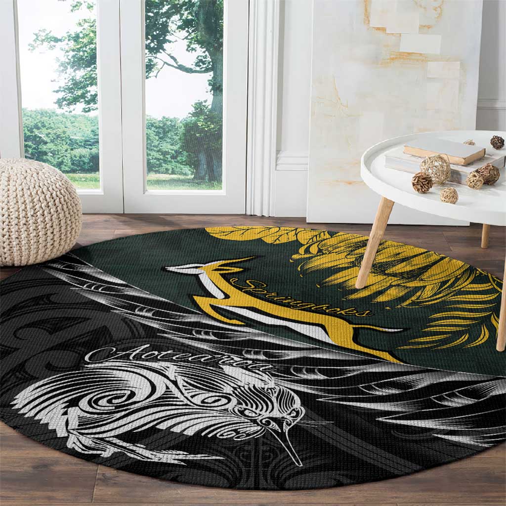 New Zealand vs South Africa Rugby Round Carpet Maori Kiwi With Springboks