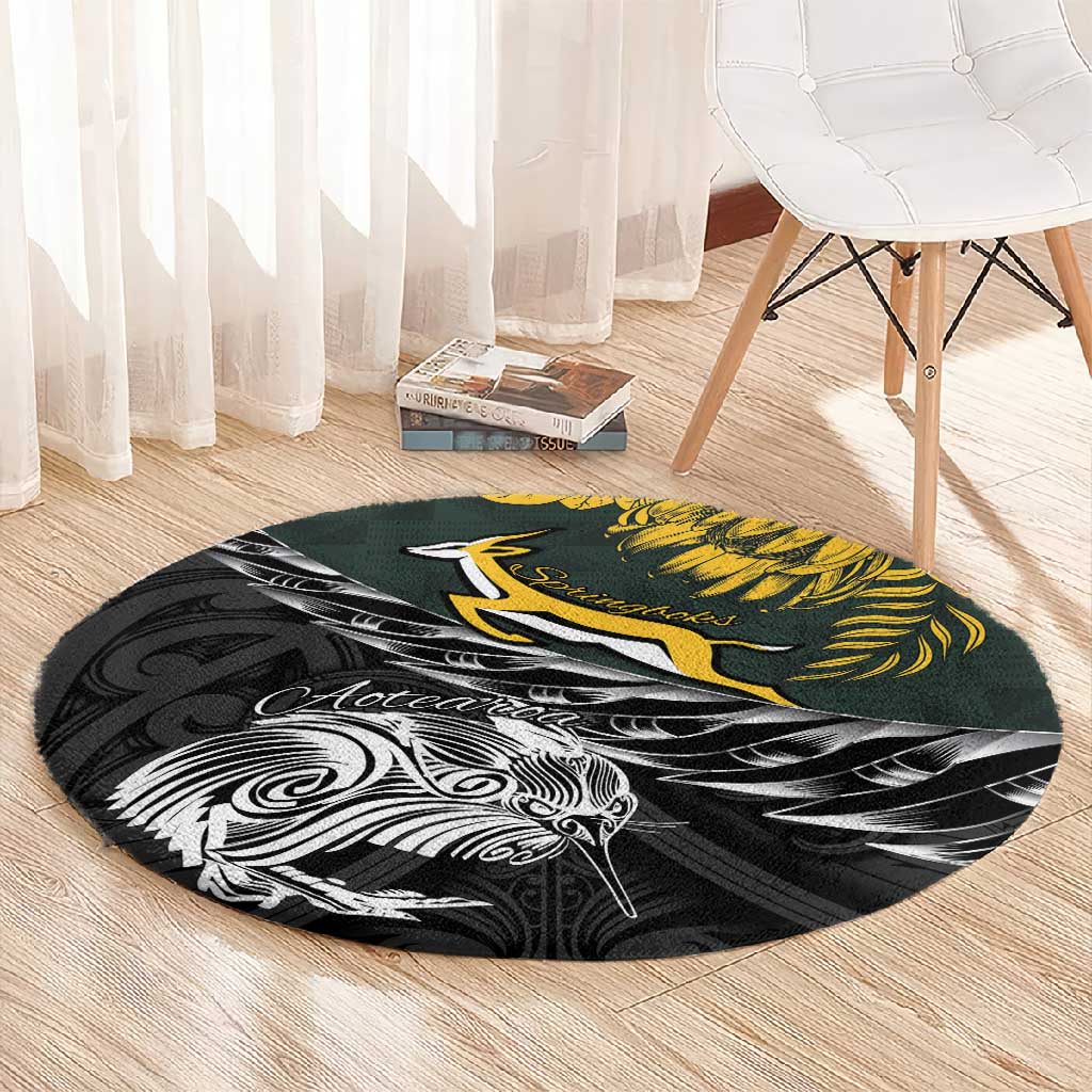 New Zealand vs South Africa Rugby Round Carpet Maori Kiwi With Springboks