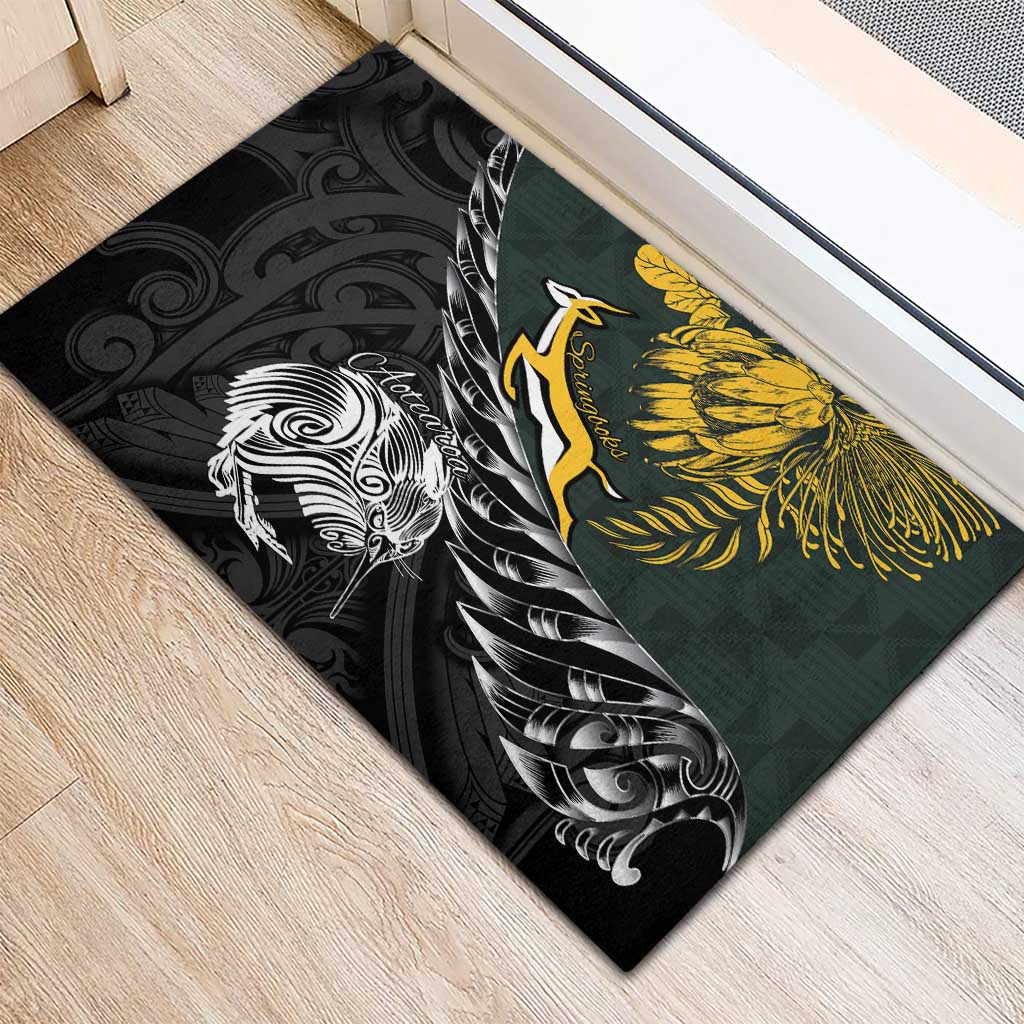 New Zealand vs South Africa Rugby Rubber Doormat Maori Kiwi With Springboks