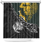 New Zealand vs South Africa Rugby Shower Curtain Maori Kiwi With Springboks