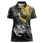 New Zealand vs South Africa Rugby Personalised Women Polo Shirt Maori Kiwi With Springboks