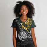 New Zealand vs South Africa Rugby Personalised Women V-Neck T-Shirt Maori Kiwi With Springboks