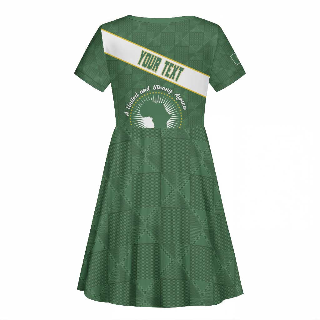 Personalized African Union Day Kid Short Sleeve Dress Emblem With Kente Pattern - African Pride