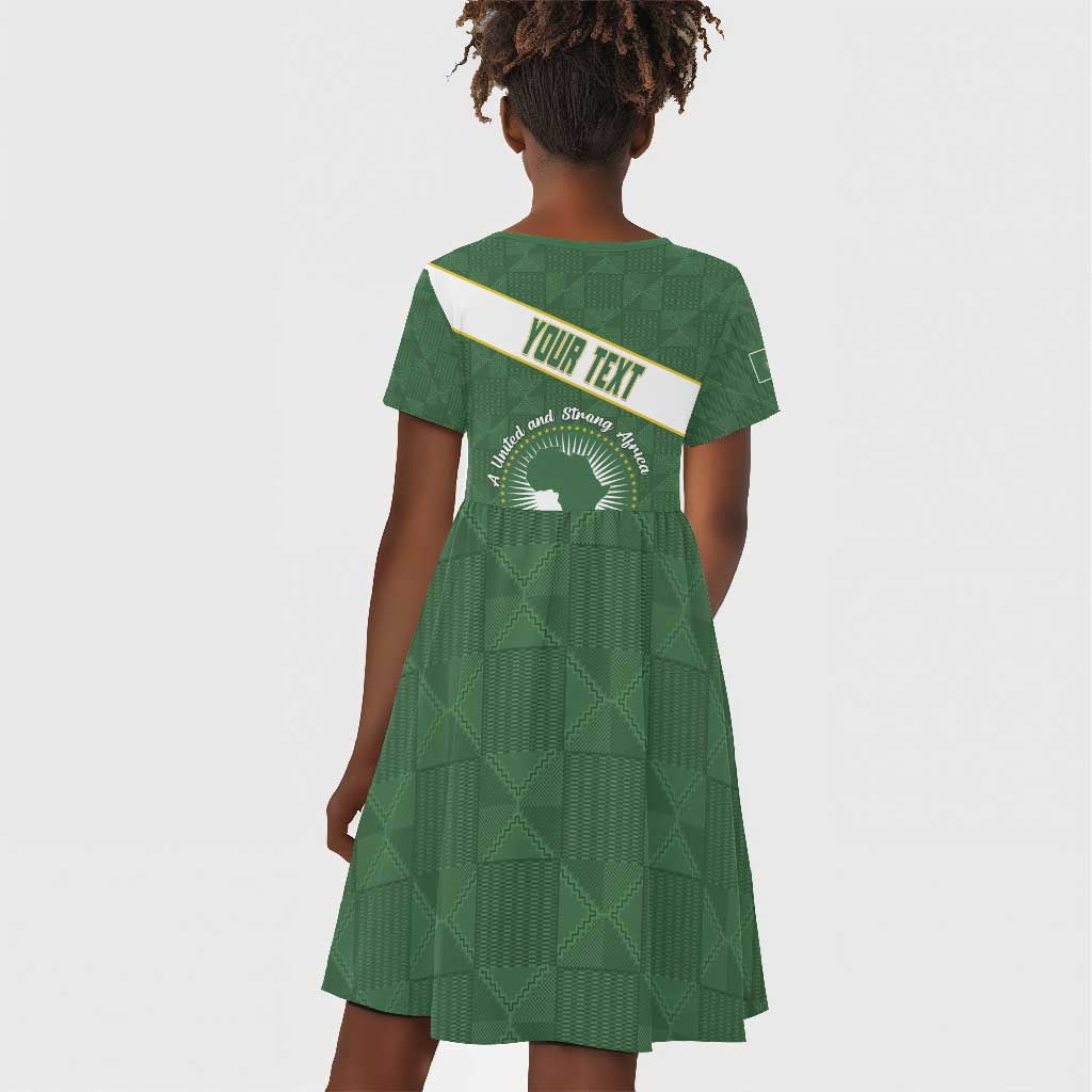 Personalized African Union Day Kid Short Sleeve Dress Emblem With Kente Pattern - African Pride