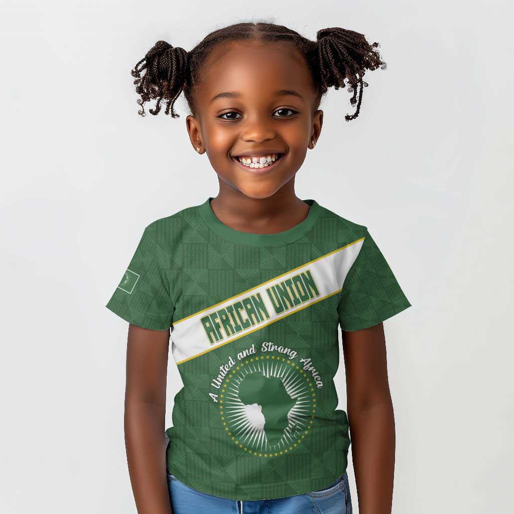 Personalized African Union Day Kid T shirt Emblem With Kente Pattern - African Pride