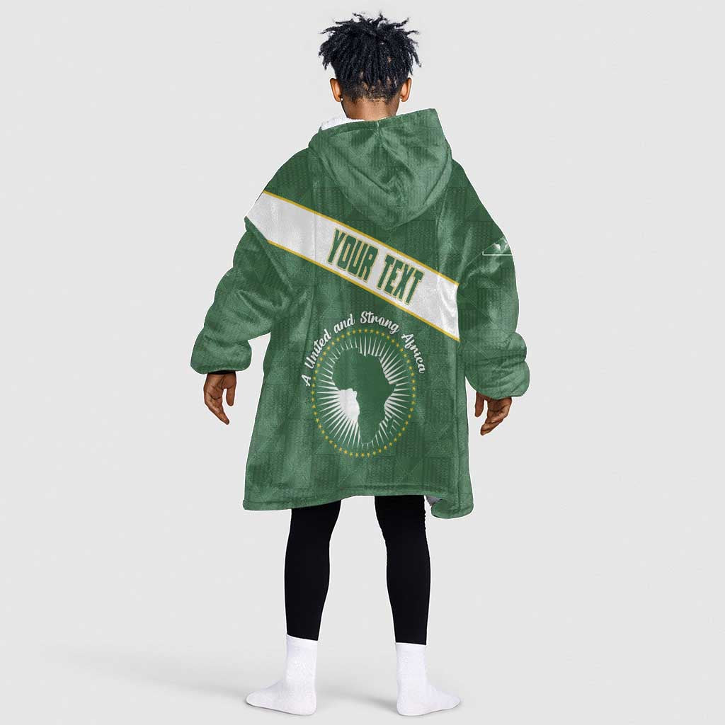 Personalized African Union Day Kid Wearable Blanket Hoodie Emblem With Kente Pattern - African Pride