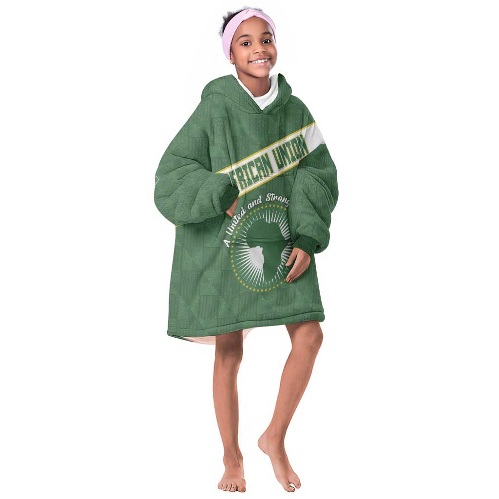 Personalized African Union Day Kid Wearable Blanket Hoodie Emblem With Kente Pattern - African Pride