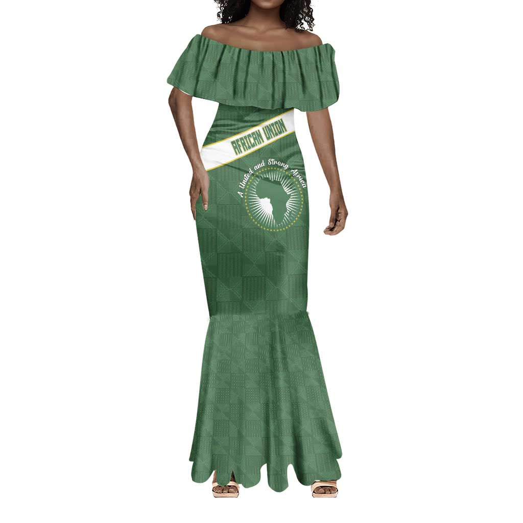 Personalized African Union Day Mermaid Dress Emblem With Kente Pattern - African Pride