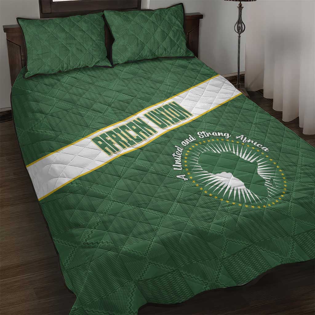 African Union Day Quilt Bed Set Emblem With Kente Pattern - African Pride