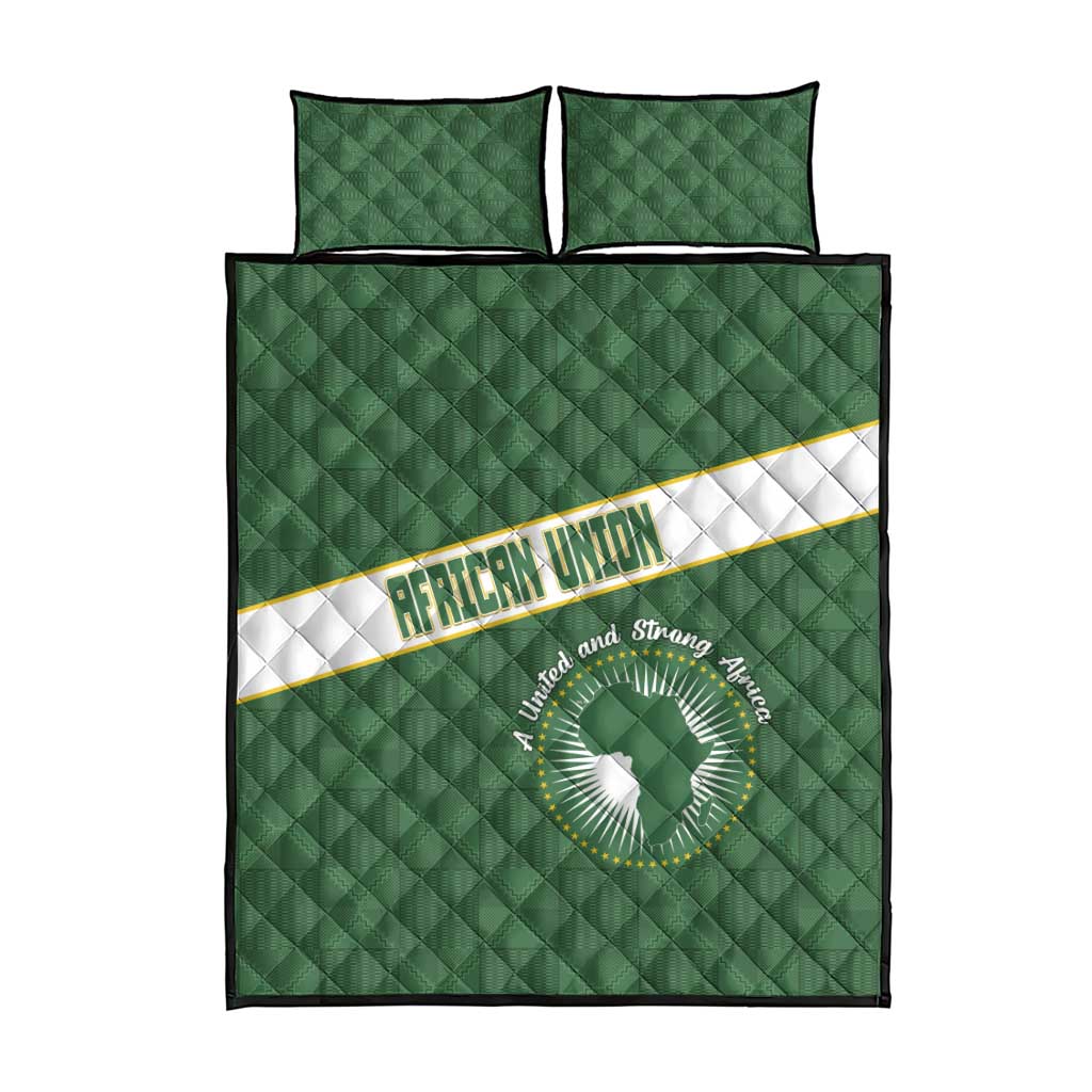 African Union Day Quilt Bed Set Emblem With Kente Pattern - African Pride