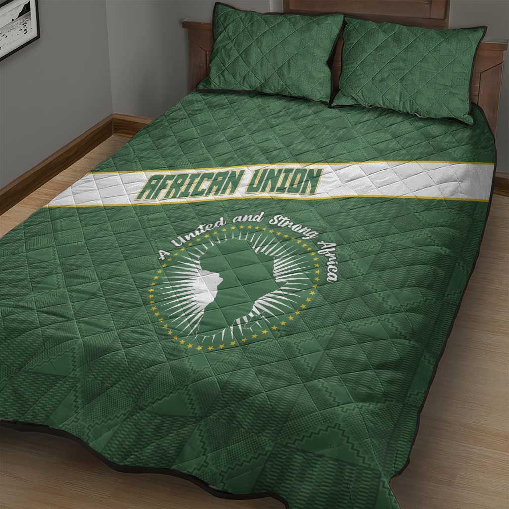 African Union Day Quilt Bed Set Emblem With Kente Pattern - African Pride