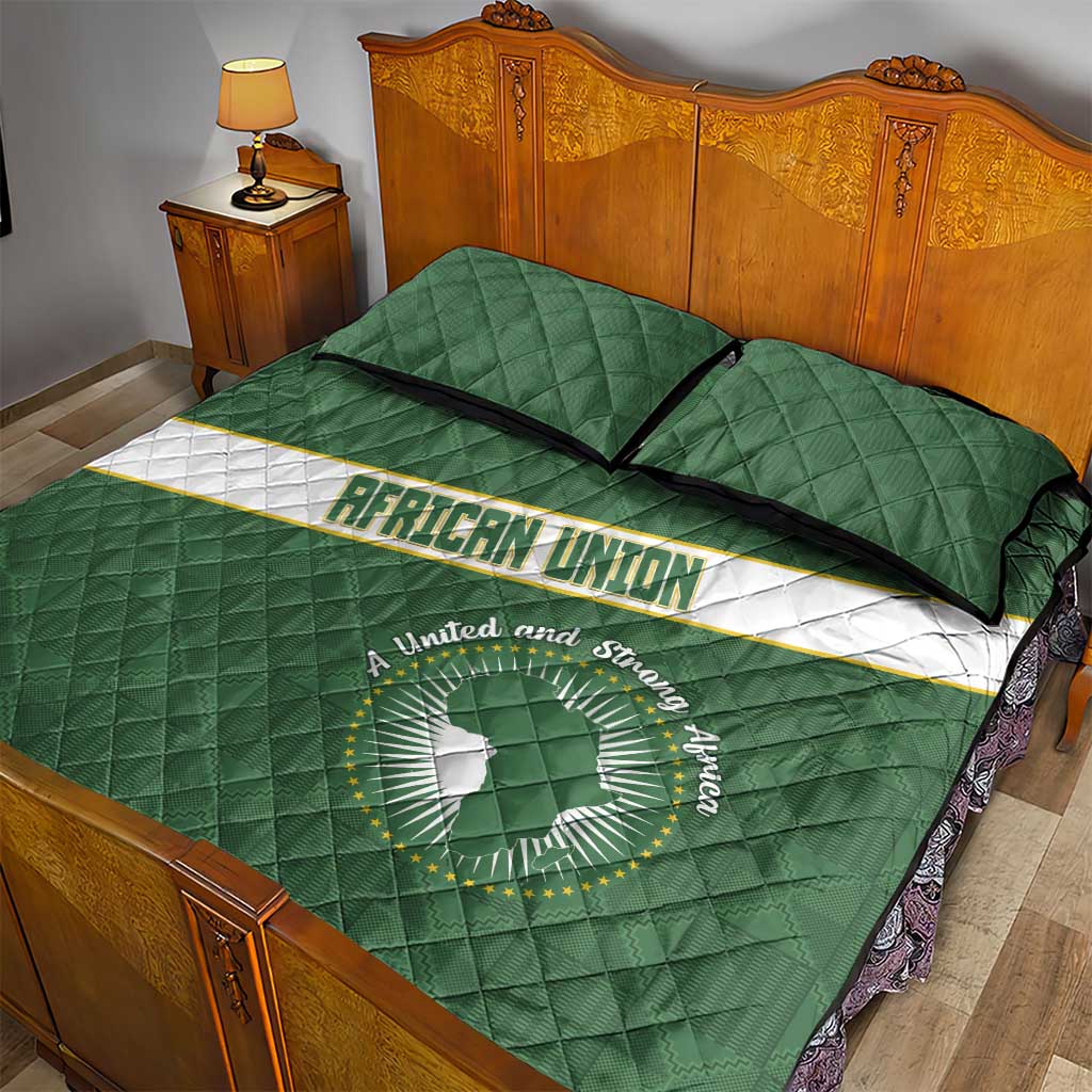 African Union Day Quilt Bed Set Emblem With Kente Pattern - African Pride