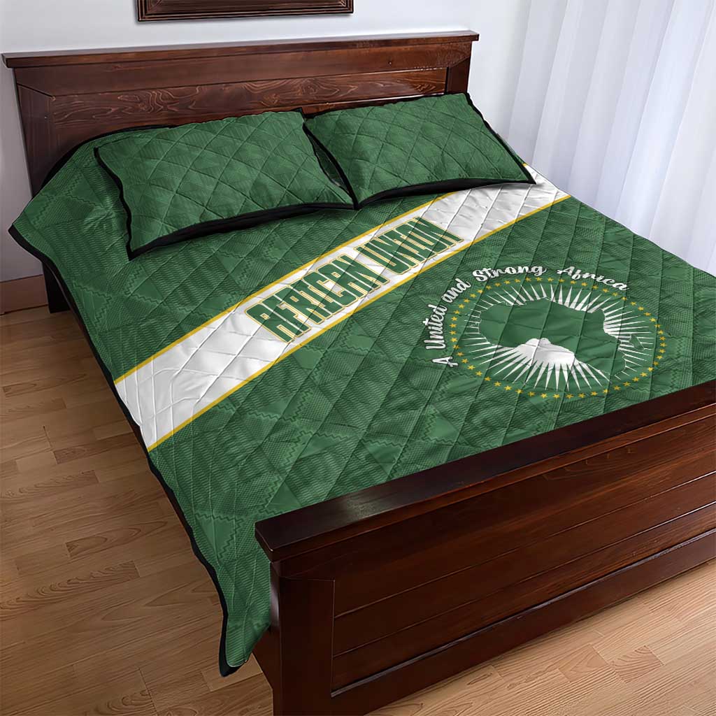 African Union Day Quilt Bed Set Emblem With Kente Pattern - African Pride