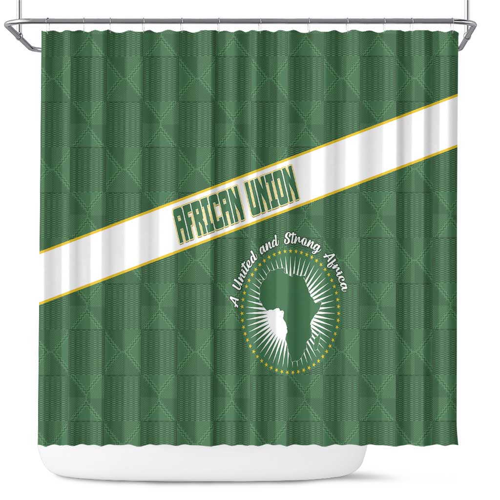 African Union Day Shower Curtain Emblem With Kente Pattern - African Pride