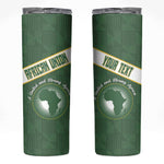 Personalized African Union Day Skinny Tumbler Emblem With Kente Pattern - African Pride