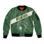 Personalized African Union Day Sleeve Zip Bomber Jacket Emblem With Kente Pattern - African Pride