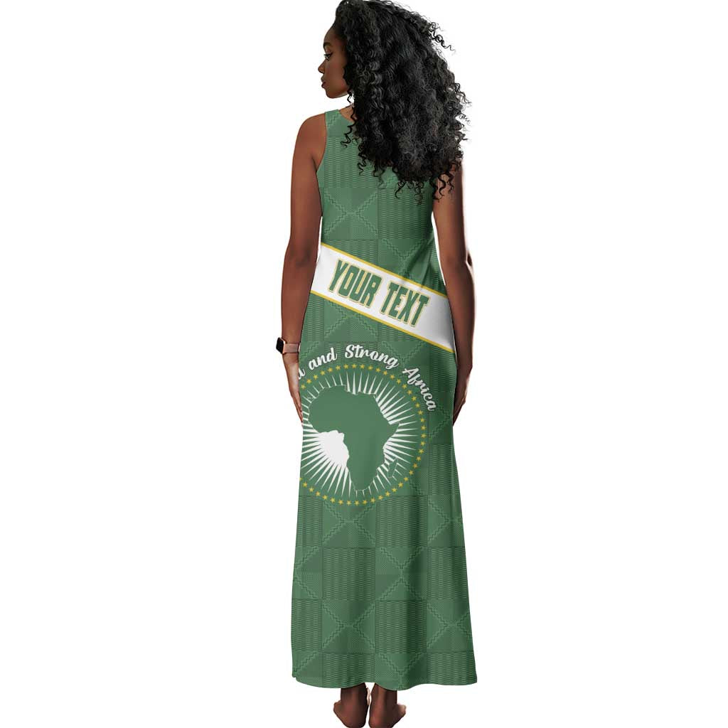 Personalized African Union Day Tank Maxi Dress Emblem With Kente Pattern - African Pride
