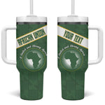 Personalized African Union Day Tumbler With Handle Emblem With Kente Pattern - African Pride