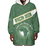 Personalized African Union Day Wearable Blanket Hoodie Emblem With Kente Pattern - African Pride