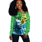 Tanzania Julius Nyerere Off Shoulder Sweater One Nation - One People - African Pride