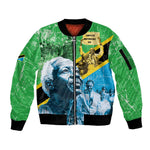 Tanzania Julius Nyerere Sleeve Zip Bomber Jacket One Nation - One People - African Pride