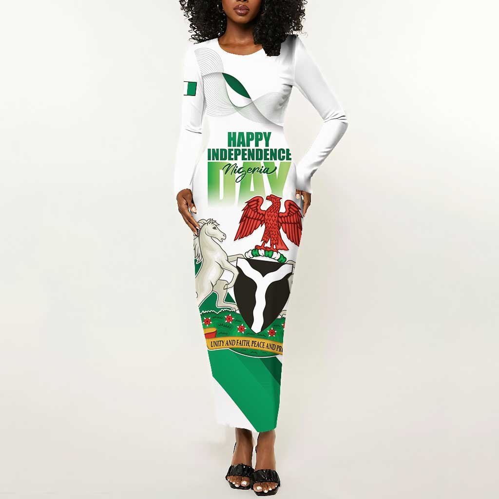 Nigeria Personalized Long Sleeve Bodycon Dress Happy Independence Day - African Pride