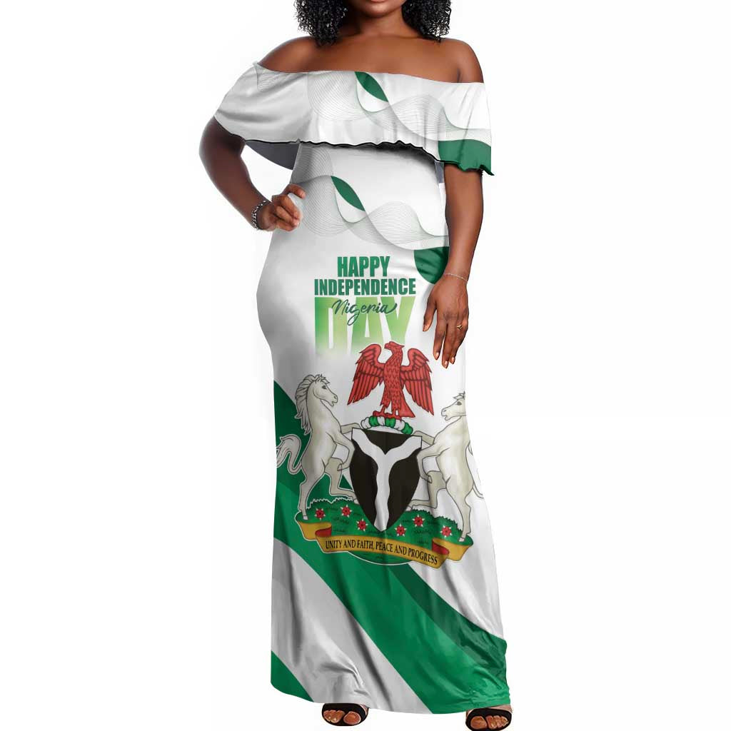 Nigeria Personalized Off Shoulder Maxi Dress Happy Independence Day - African Pride