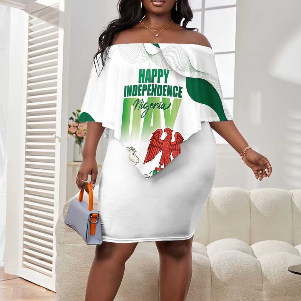 Nigeria Personalized Off Shoulder Short Dress Happy Independence Day - African Pride