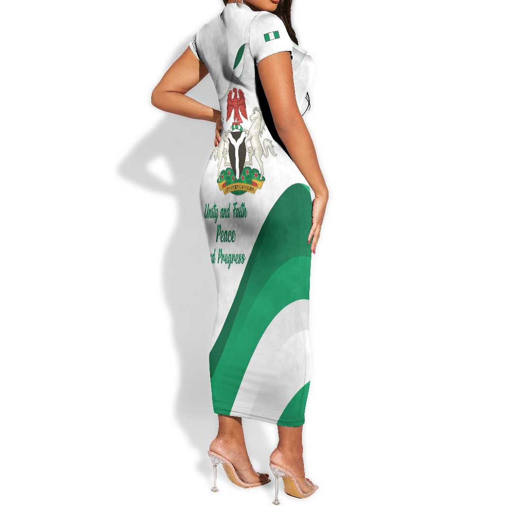 Nigeria Personalized Short Sleeve Bodycon Dress Happy Independence Day - African Pride