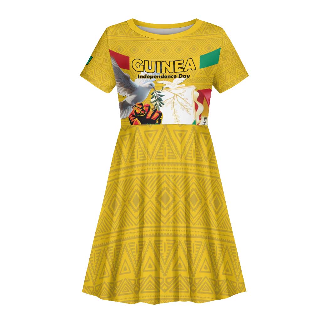 Guinea Personalized Kid Short Sleeve Dress Happy Independence Day - African Pride