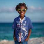 Custom Cape Verde Football Kid Hawaiian Shirt Go Champions Tubaroes Azuis - African Pride