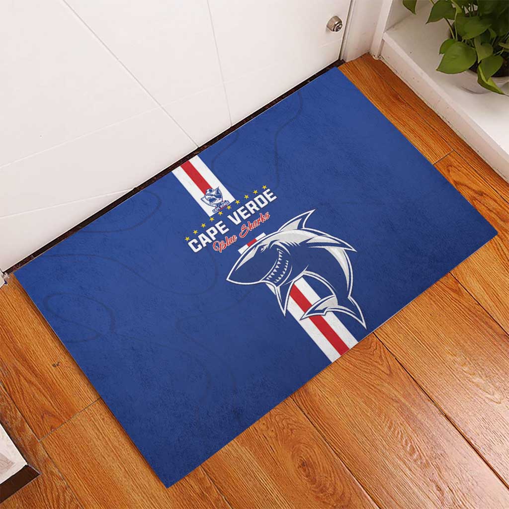 Cape Verde Football Rubber Doormat Go Champions Tubaroes Azuis - African Pride