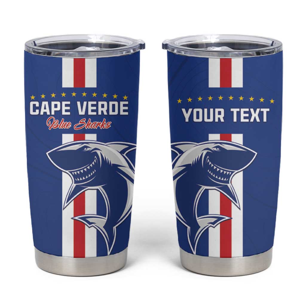 Custom Cape Verde Football Tumbler Cup Go Champions Tubaroes Azuis - African Pride