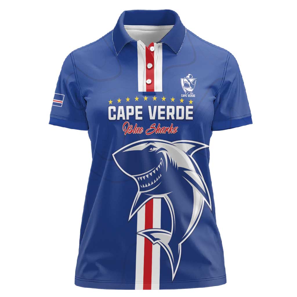 Custom Cape Verde Football Women Polo Shirt Go Champions Tubaroes Azuis - African Pride
