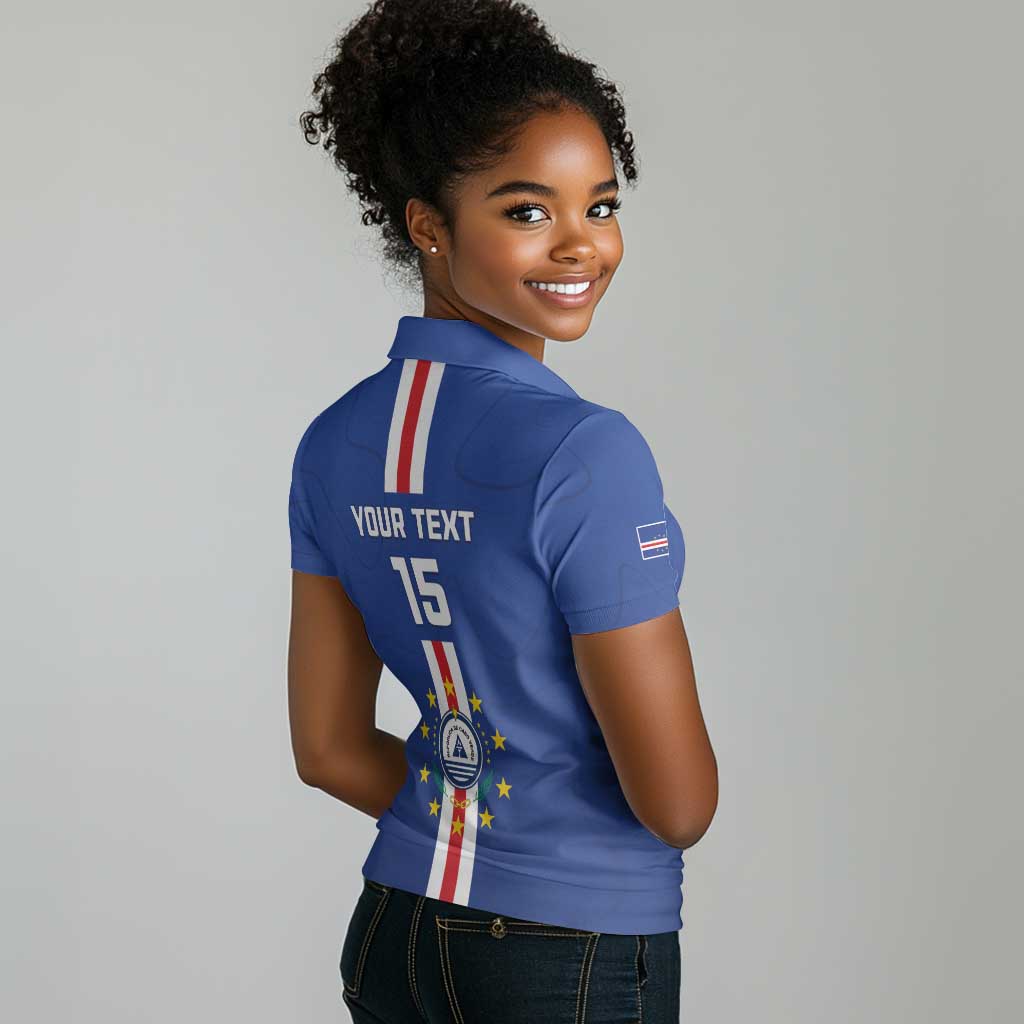 Custom Cape Verde Football Women Polo Shirt Go Champions Tubaroes Azuis - African Pride