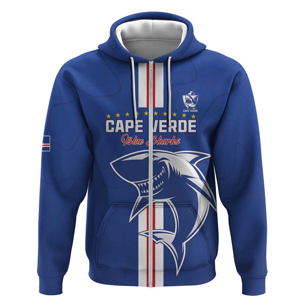 Custom Cape Verde Football Zip Hoodie Go Champions Tubaroes Azuis - African Pride