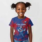 Custom Cape Verde Football Kid T shirt Blue Sharks - Pride of the Islands - African Pride