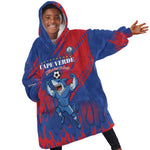 Custom Cape Verde Football Kid Wearable Blanket Hoodie Blue Sharks - Pride of the Islands - African Pride