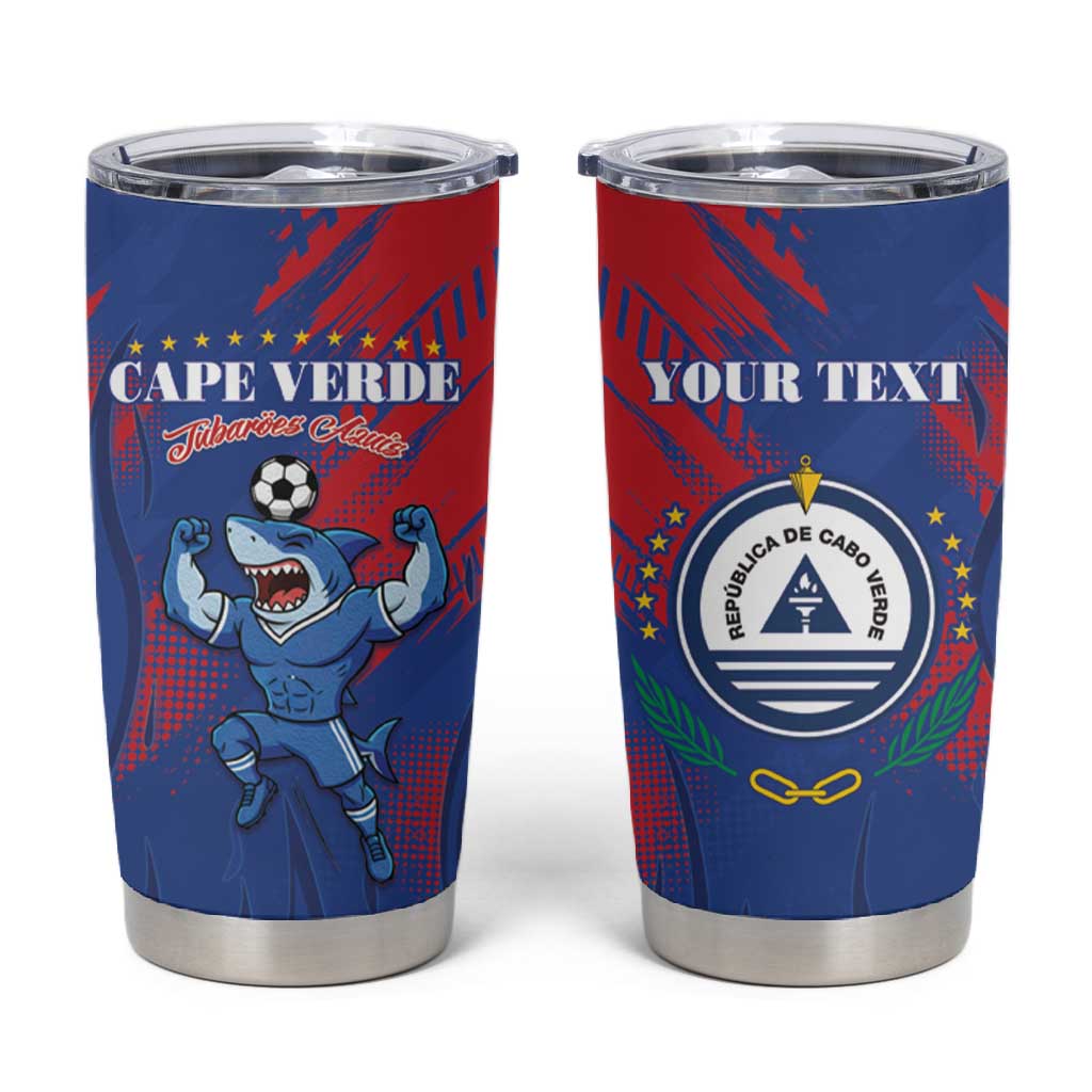 Custom Cape Verde Football Tumbler Cup Blue Sharks - Pride of the Islands - African Pride