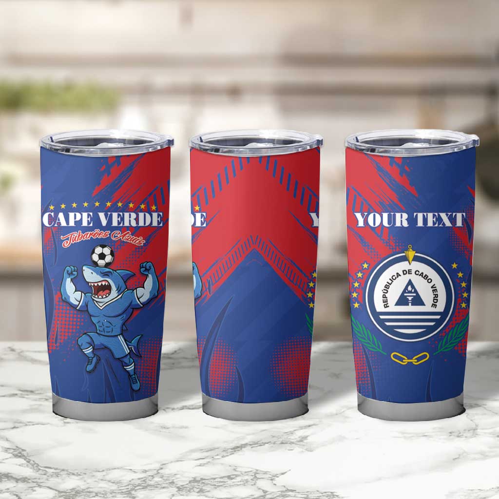 Custom Cape Verde Football Tumbler Cup Blue Sharks - Pride of the Islands - African Pride