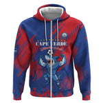 Custom Cape Verde Football Zip Hoodie Blue Sharks - Pride of the Islands - African Pride