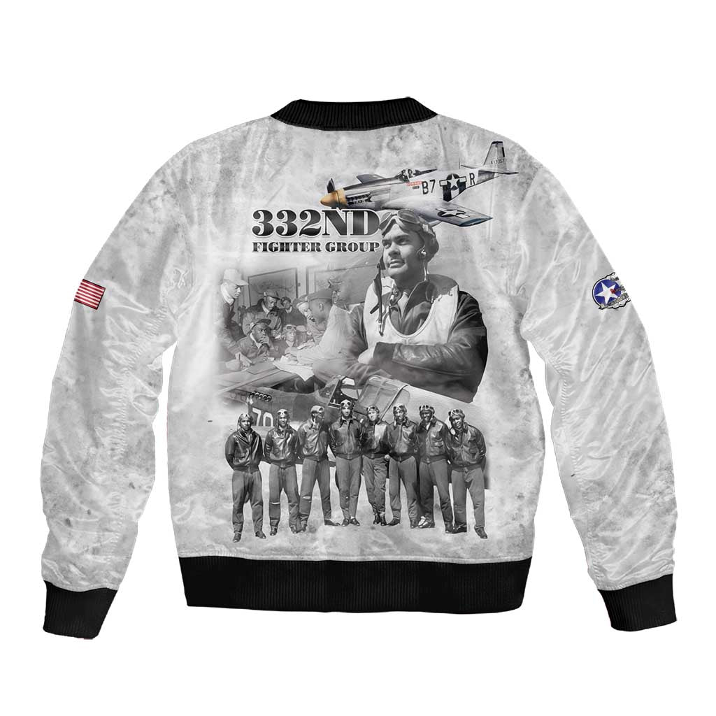 Legends of the Red Tails Sleeve Zip Bomber Jacket Freedom Flyers Retro Style - African Pride