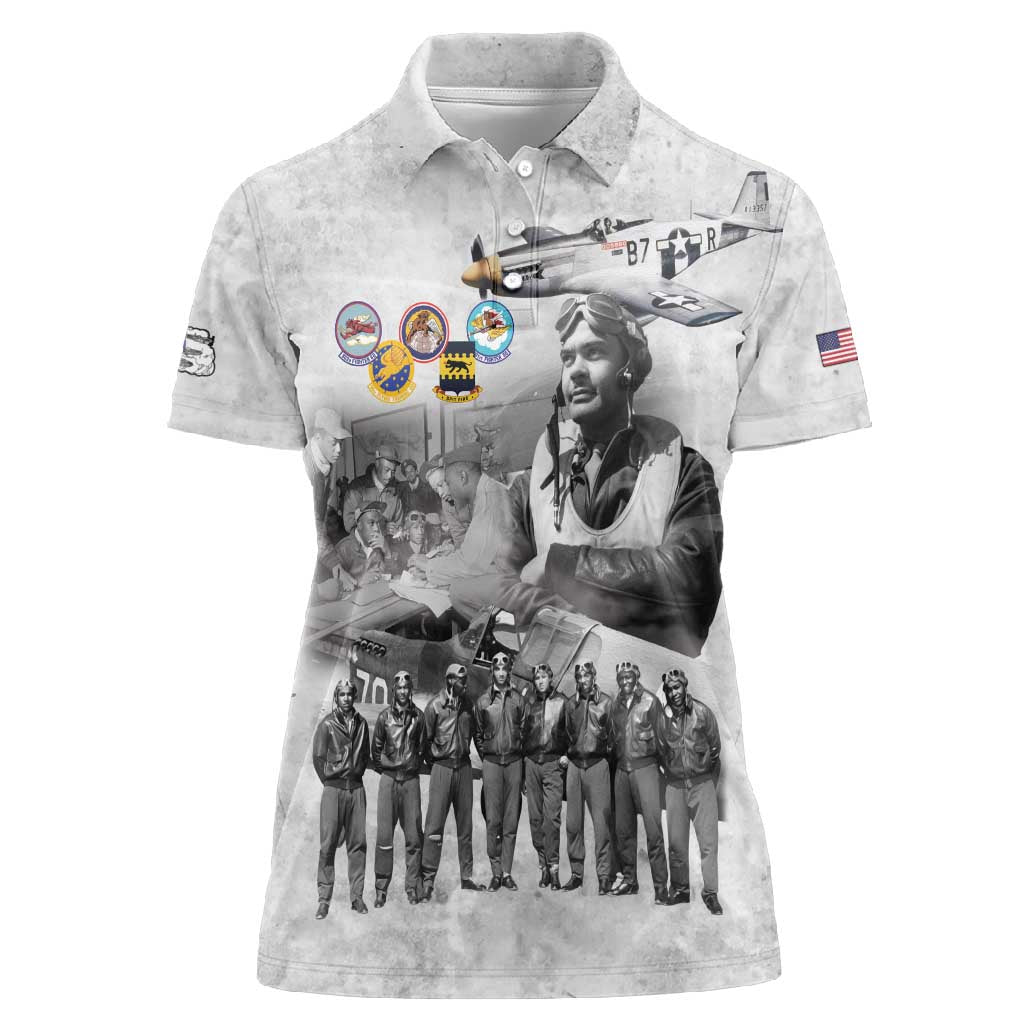 Legends of the Red Tails Women Polo Shirt Freedom Flyers Retro Style - African Pride