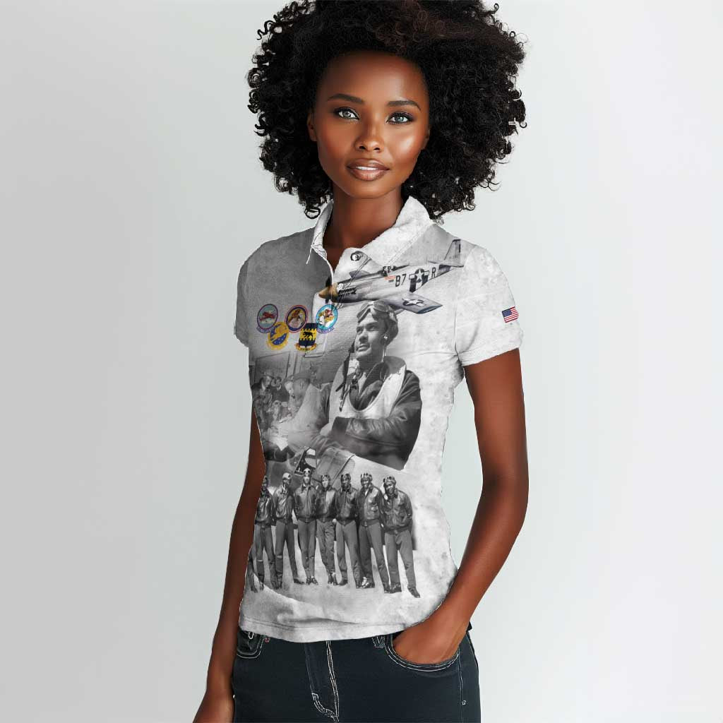 Legends of the Red Tails Women Polo Shirt Freedom Flyers Retro Style - African Pride