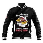 Personalized 301st Fighter Squadron WWII Baseball Jacket Red Tails Heritage - Black - African Pride
